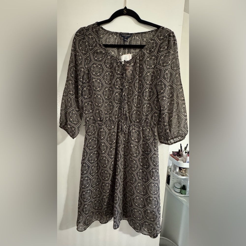 NWT Banana Republic Black and Gray Patterned Dress